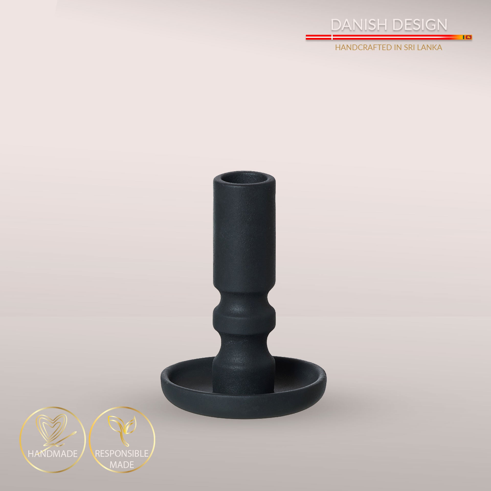 Elegante og håndlavede Ania lysestager - Midnight Black