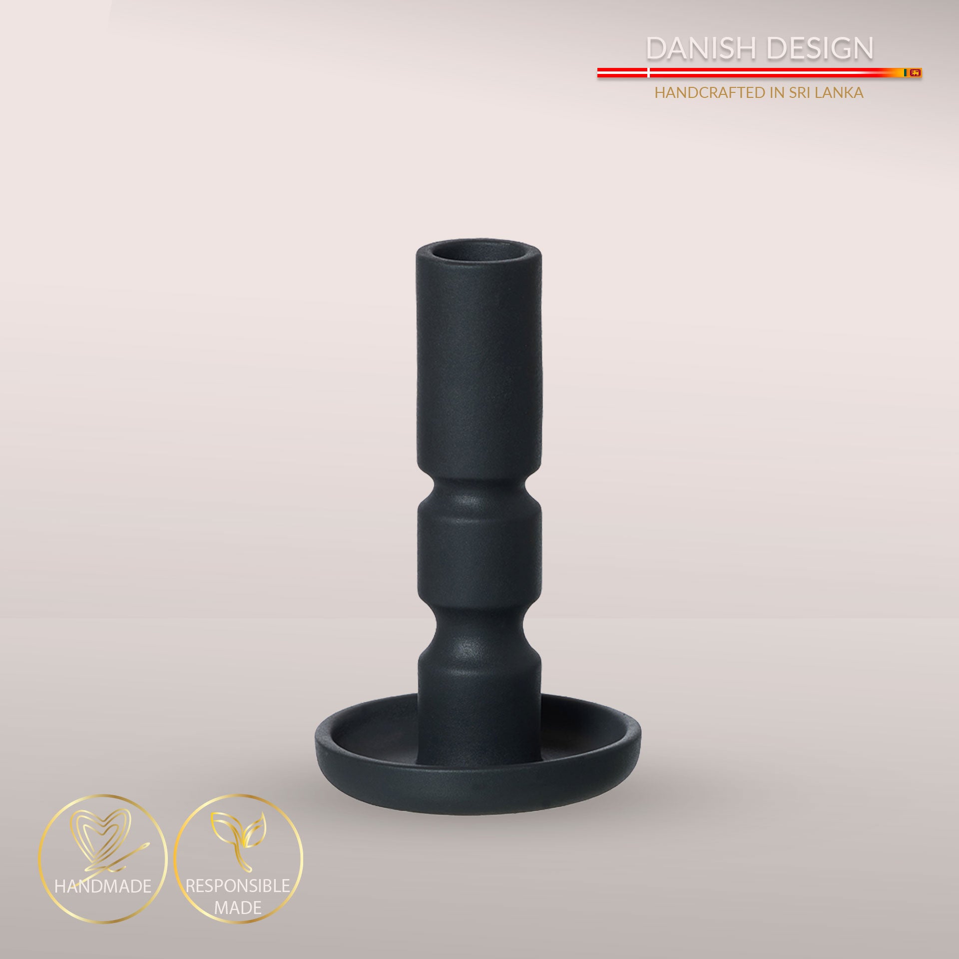 Elegante og håndlavede Ania lysestager - Midnight Black