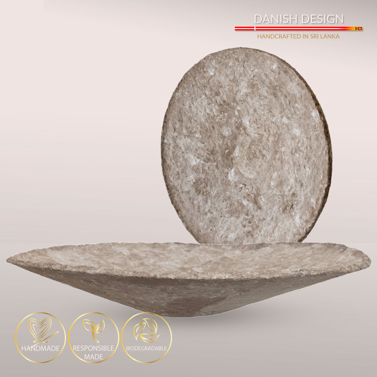 Håndlavet Clay fad/vægdekoration, Ø60 - Nordic Taupe