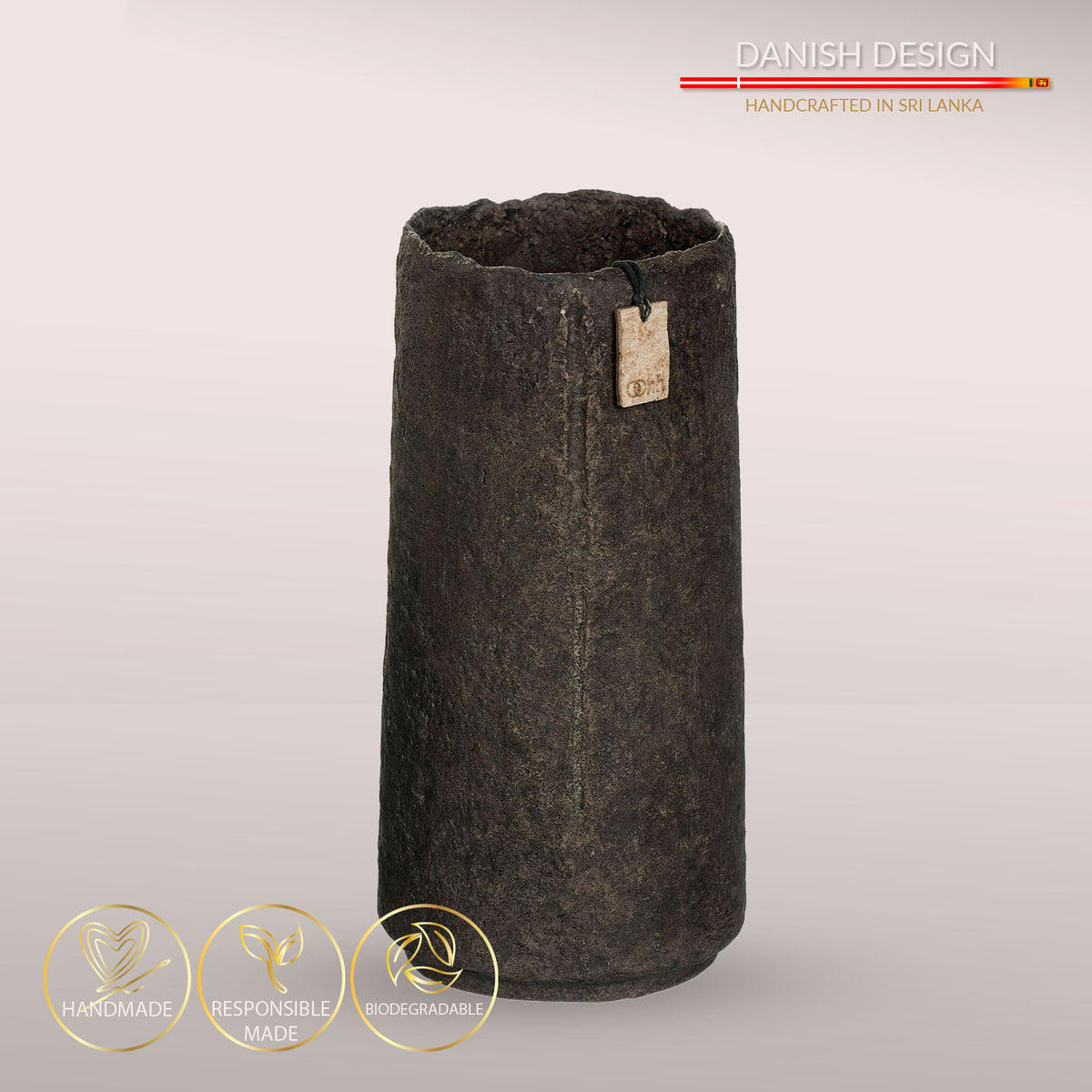 Dekorativ Clay Vase, 24 cm - Deep Brown