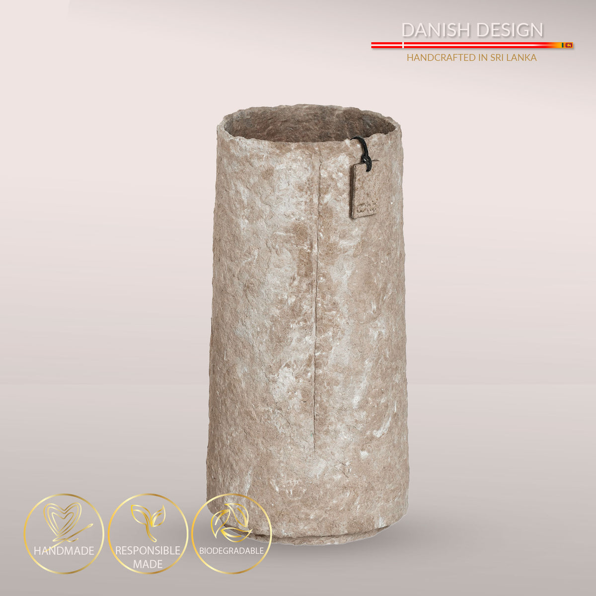 Dekorativ Clay Vase, 24 cm - Nordic Taupe