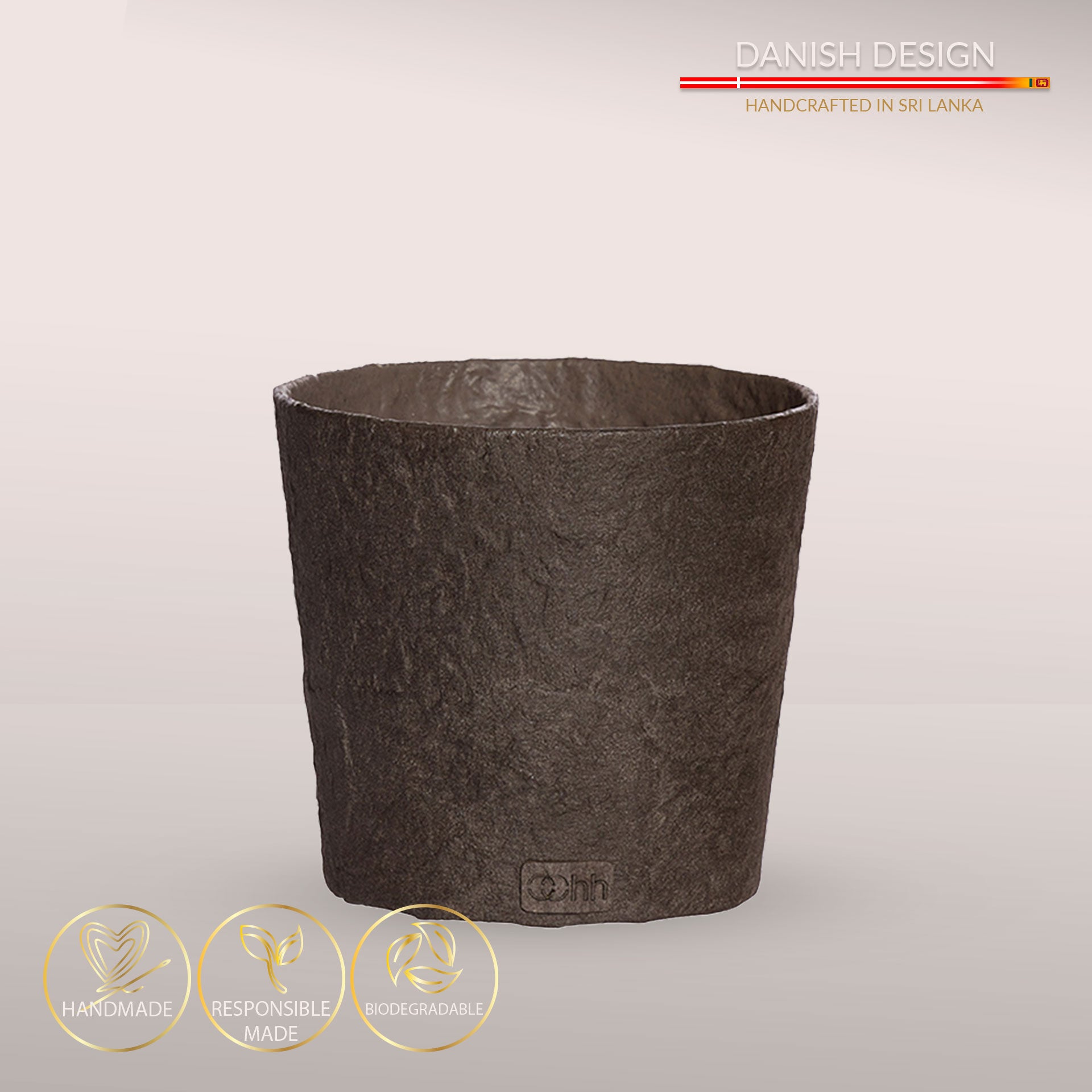Håndlavet Terra potteskjuler i Zero Waste materiale - Deep Brown