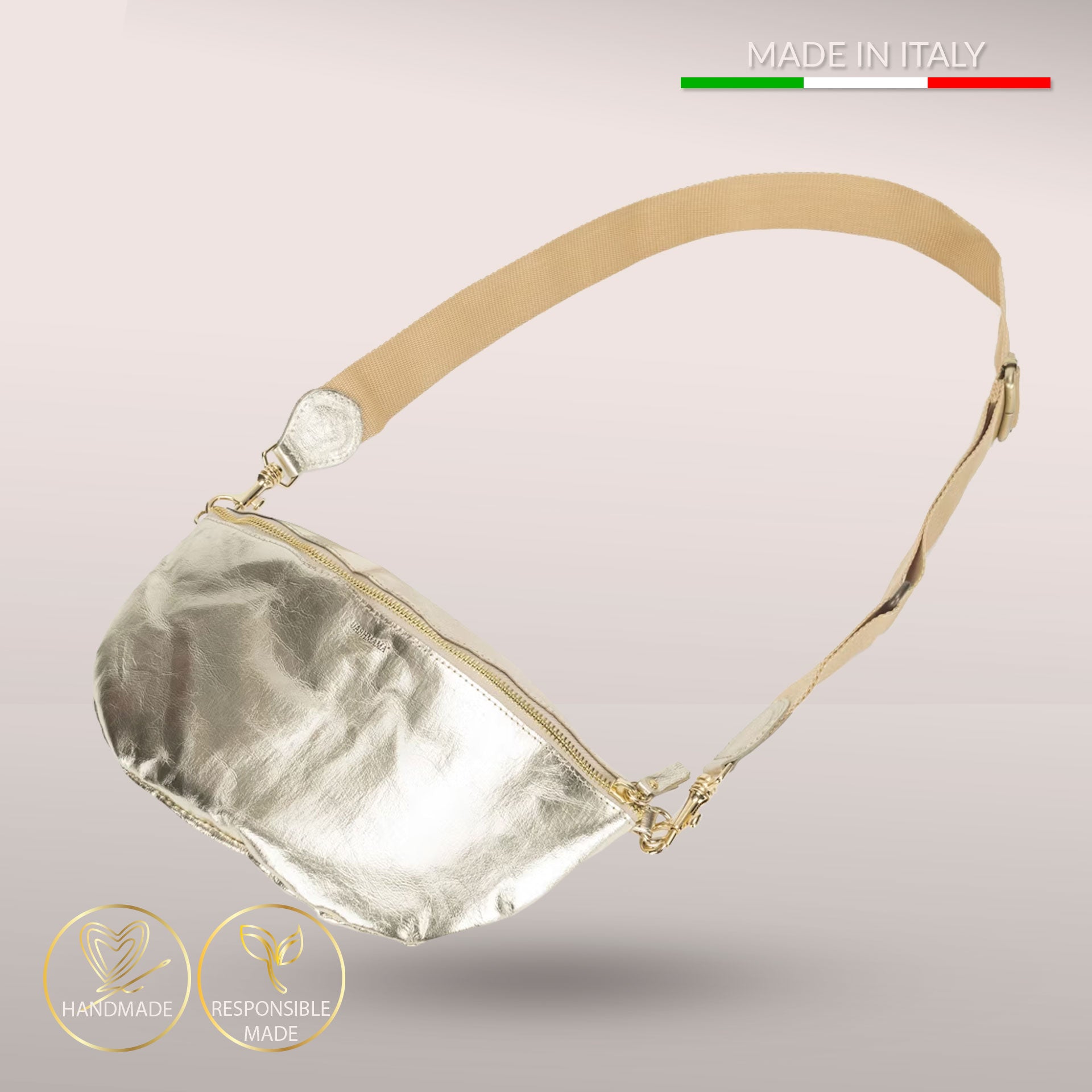 Sofistikeret Bumbag, håndsyet i vaskbart AGGO® papir - Platinum