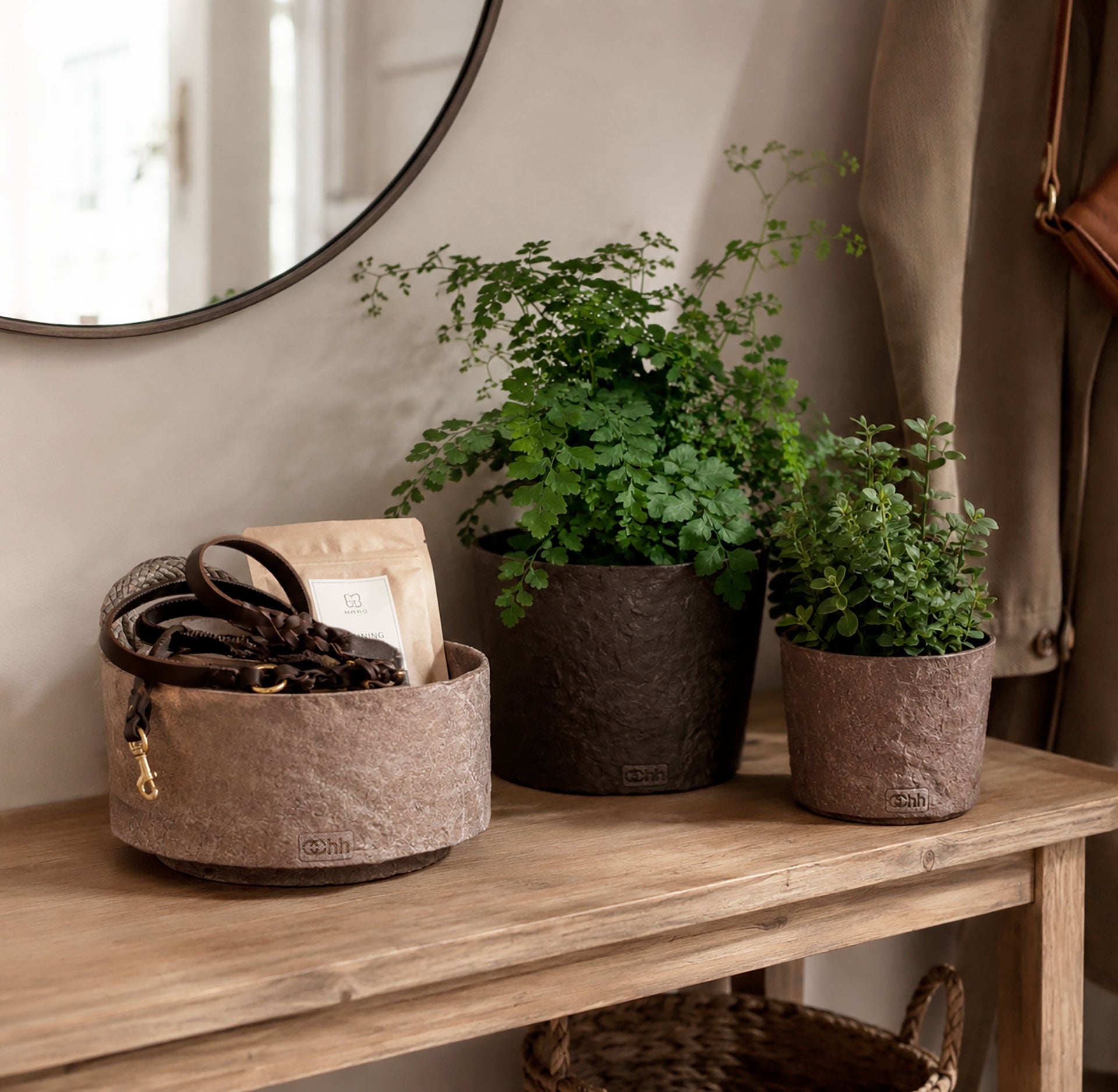 Håndlavet Terra opbevaringsbakke i Zero Waste materiale - Light Brown