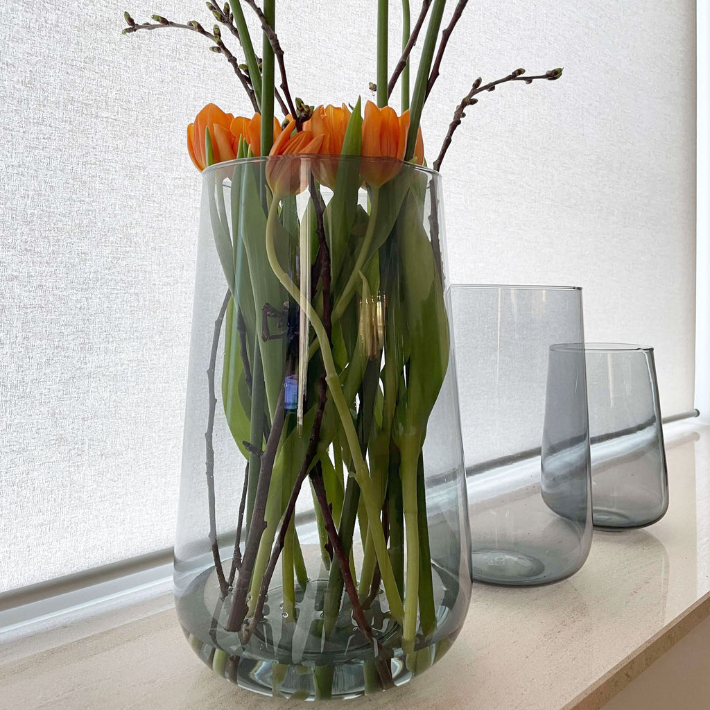 Mundblæst Valencia Drop vase i genanvendt glas - Mauve Taupe
