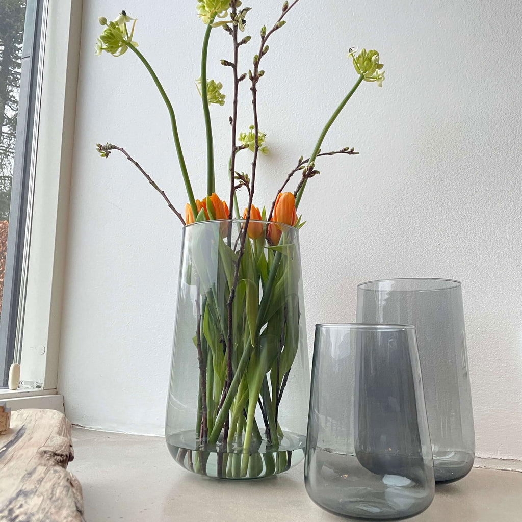 Mundblæst Valencia Drop vase i genanvendt glas - Mauve Taupe
