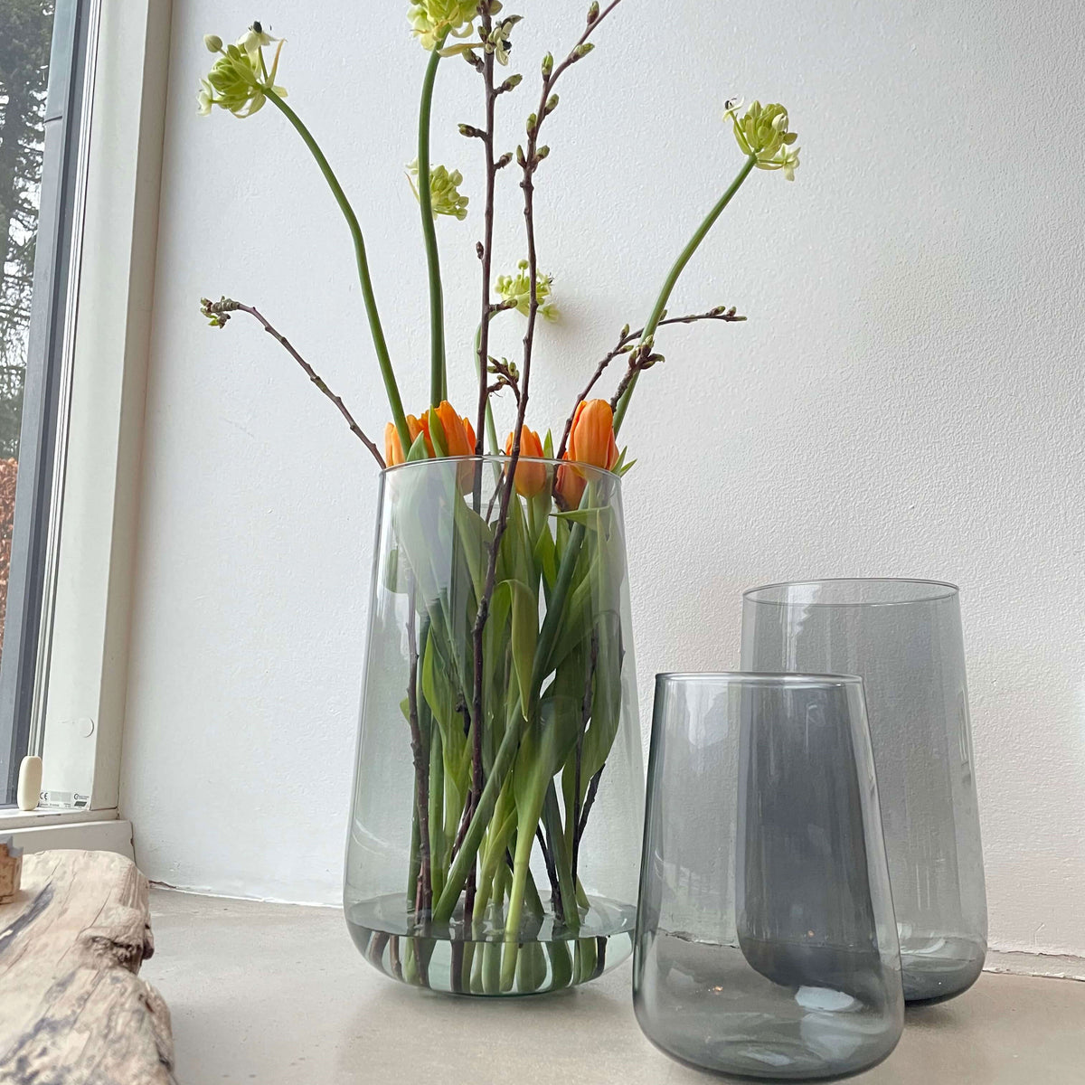Mundblæst Valencia Drop vase i genanvendt glas - Mauve Taupe