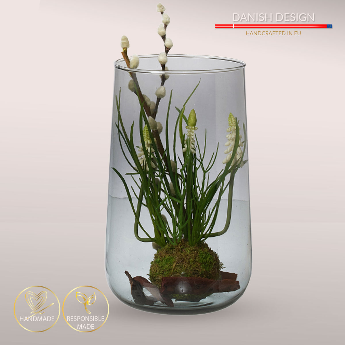 Mundblæst Valencia Drop vase i genanvendt glas - Mauve Taupe