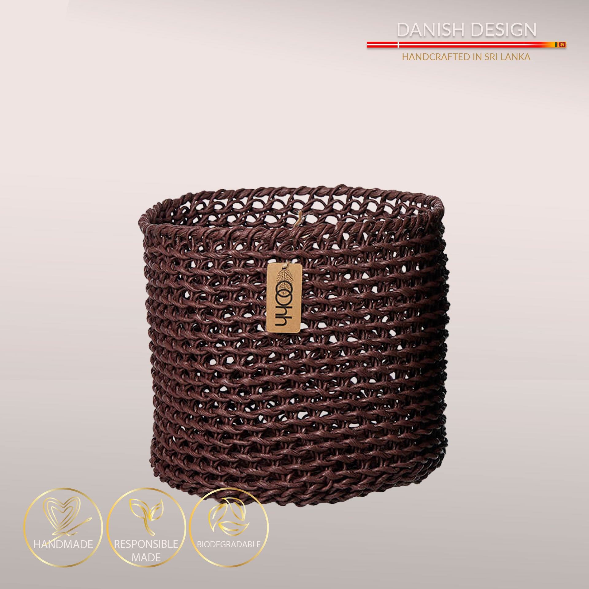 Håndvævet kurv i Zero Waste materiale - Deep Brown
