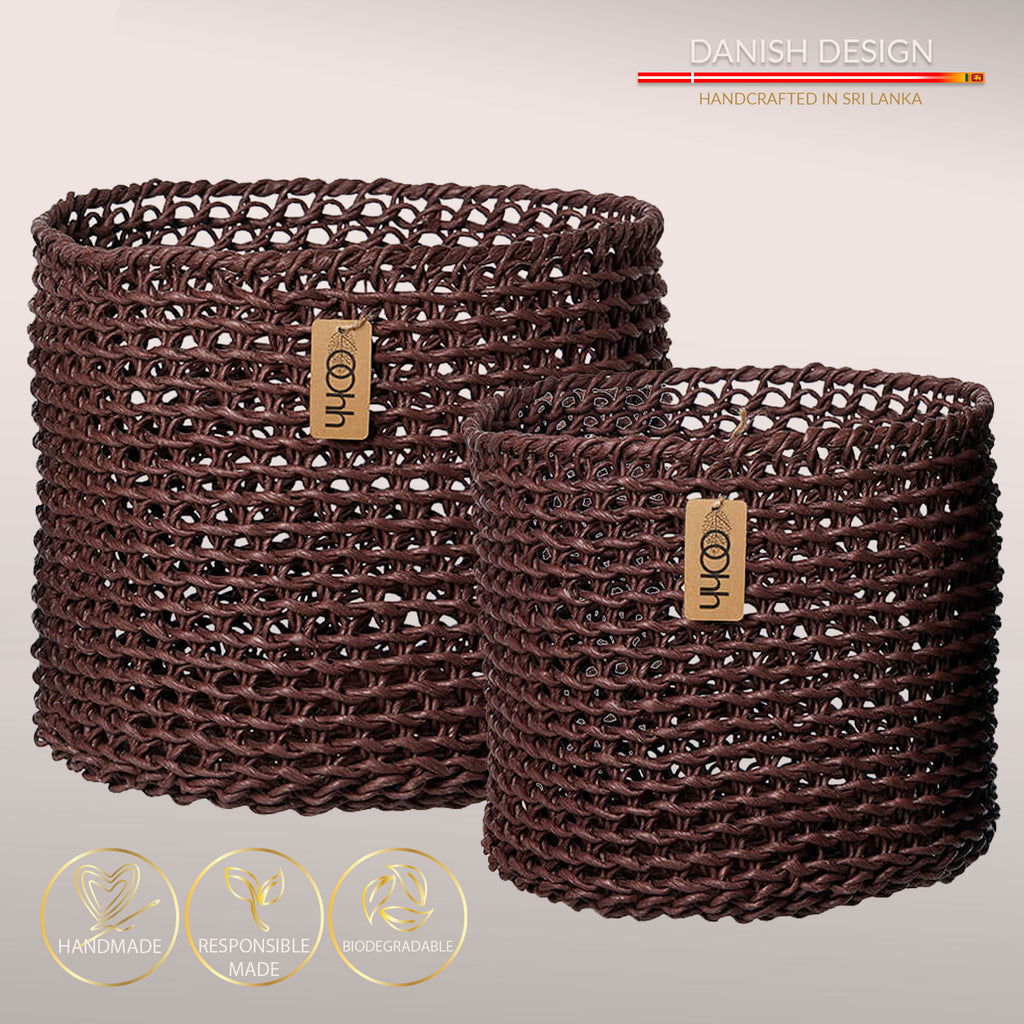 Håndvævet kurv i Zero Waste materiale - Deep Brown