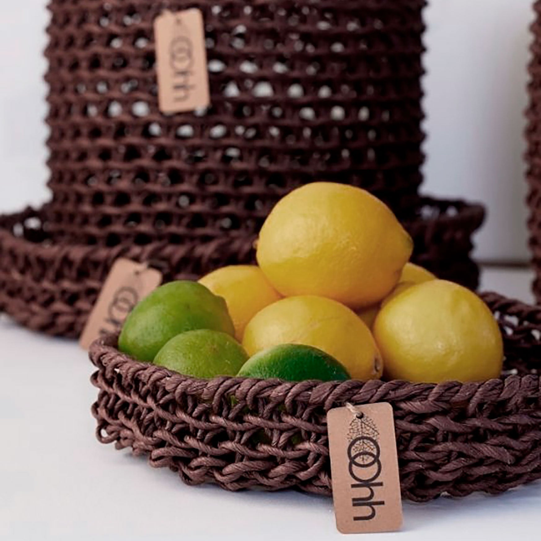 Håndvævet kurvesæt i Zero Waste materiale - Deep Brown