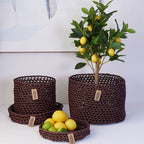 Håndvævet kurvesæt i Zero Waste materiale - Deep Brown