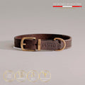 Porthos hundehalsbånd i ægte læder - Deep Brown