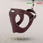 Ergonomisk Bustier hundesele i ægte læder - Deep Brown