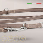 Elegant håndfri og justerbar hundesnor i ægte læder - Nordic Taupe