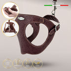 Ergonomisk Bustier hundesele i ægte læder - Deep Brown