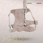Ergonomisk Bustier hundesele i ægte læder - Nordic Taupe