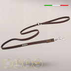 Elegant håndlavet hundesnor i ægte læder - Deep Brown