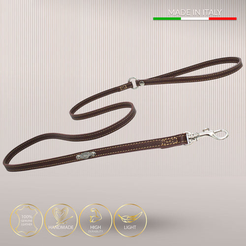 Elegant håndlavet hundesnor i ægte læder - Deep Brown