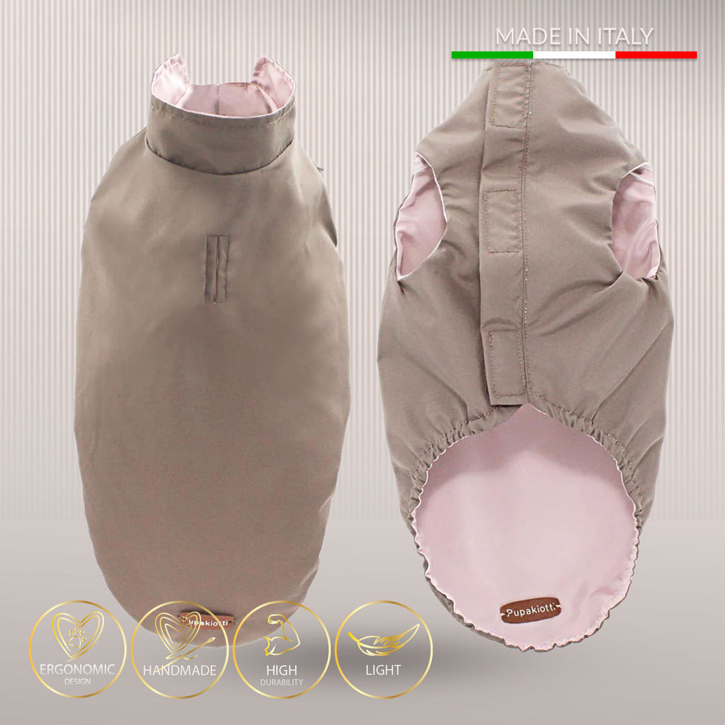 LONDON • Vendbar BI-COLOR regnfrakke - Nordic Taupe/Rosa