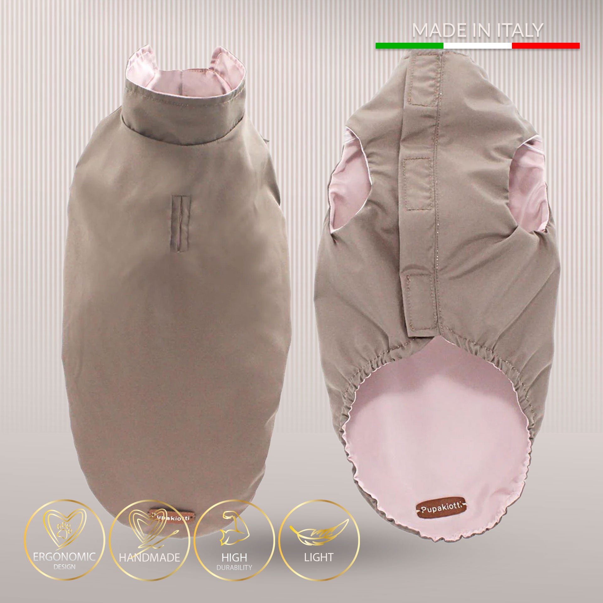LONDON • Vendbar BI-COLOR regnfrakke - Nordic Taupe/Rosa