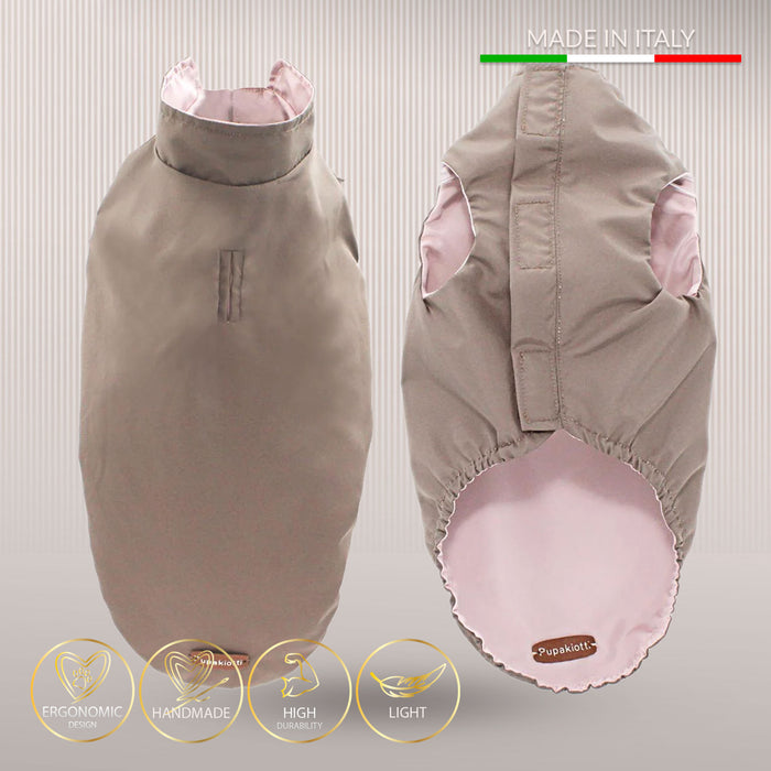 LONDON • Vendbar BI-COLOR regnfrakke - Nordic Taupe/Rosa